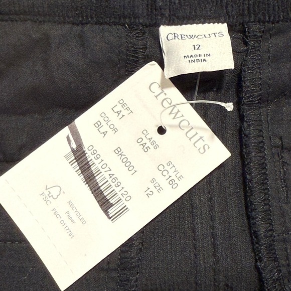 Kids Crewcuts Black Corduroy A-Line Button Front Mini Skirt Size 12 NWT - Picture 3 of 4